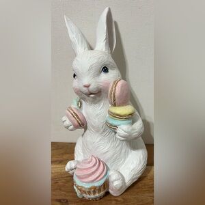 Easter Bunny Rabbit Holding Macaroons Cupcake 10”NEW